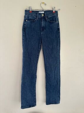 FRAME Le High Straight Leg High Rise Blue Denim Jeans size 25